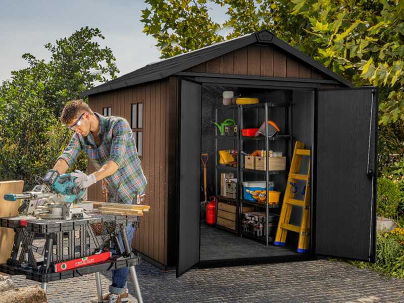 Keter Newton plus 7511/1175 - Abri de jardin - Avec porte &agrave; double battant et fen&ecirc;tres - 230 x 350 x 246 cm