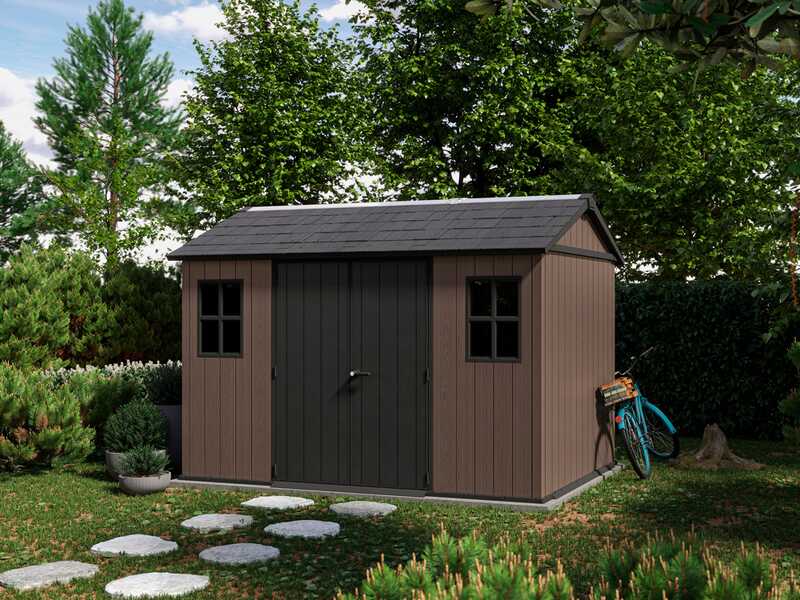 Keter Newton plus 7511/1175 - Abri de jardin - Avec porte &agrave; double battant et fen&ecirc;tres - 230 x 350 x 246 cm