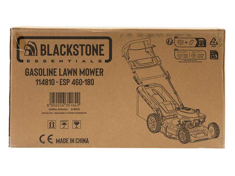 Blackstone Essentials ESP 460-180 - Tondeuse &agrave; gazon thermique tract&eacute;e - 4 en 1 -  Moteur thermique de 180 cc