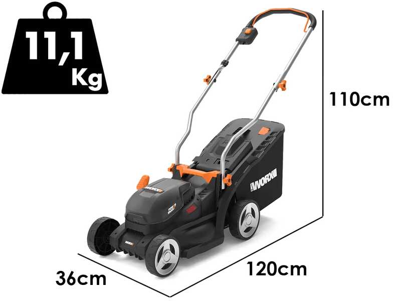 Worx WG733E - Tondeuse &agrave; batterie - 20 V/4 Ah - Largeur de coupe 33 cm