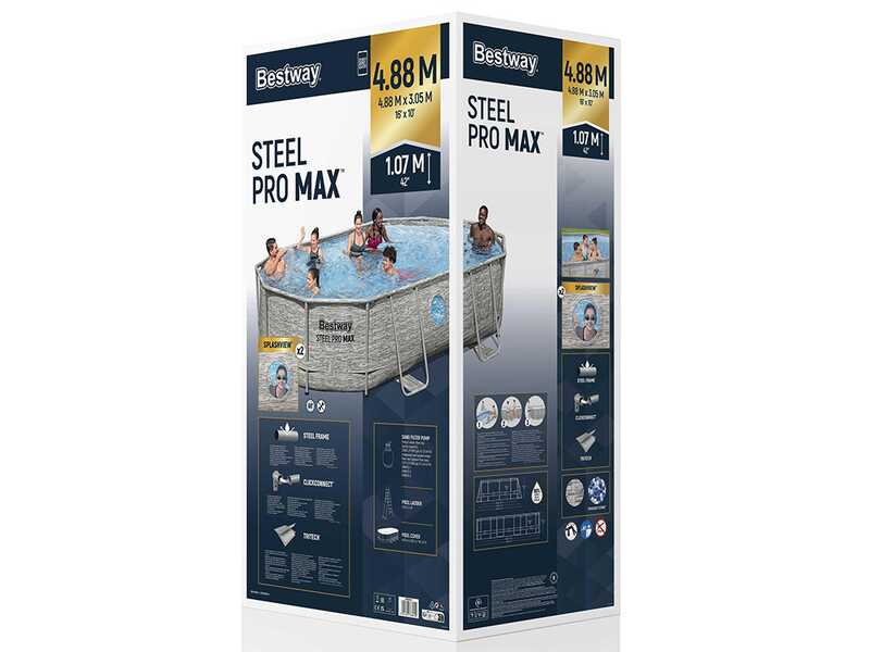 Bestway Steel Pro Max Splashview 56946 - 488x305x107 cm - Piscine ovale pour 7-8 personnes