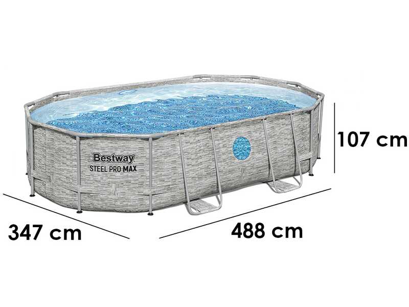 Bestway Steel Pro Max Splashview 56946 - 488x305x107 cm - Piscine ovale pour 7-8 personnes
