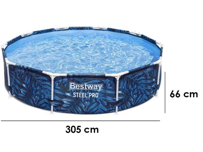 Bestway Steel Pro 56985 - 305x305x66 cm - Piscine ronde pour 3-4 personnes