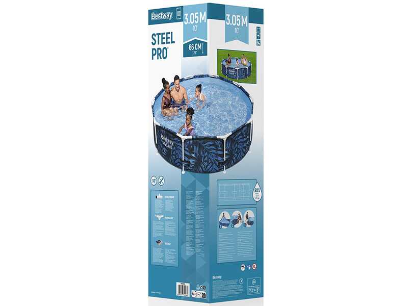 Bestway Steel Pro 56985 - 305x305x66 cm - Piscine ronde pour 3-4 personnes