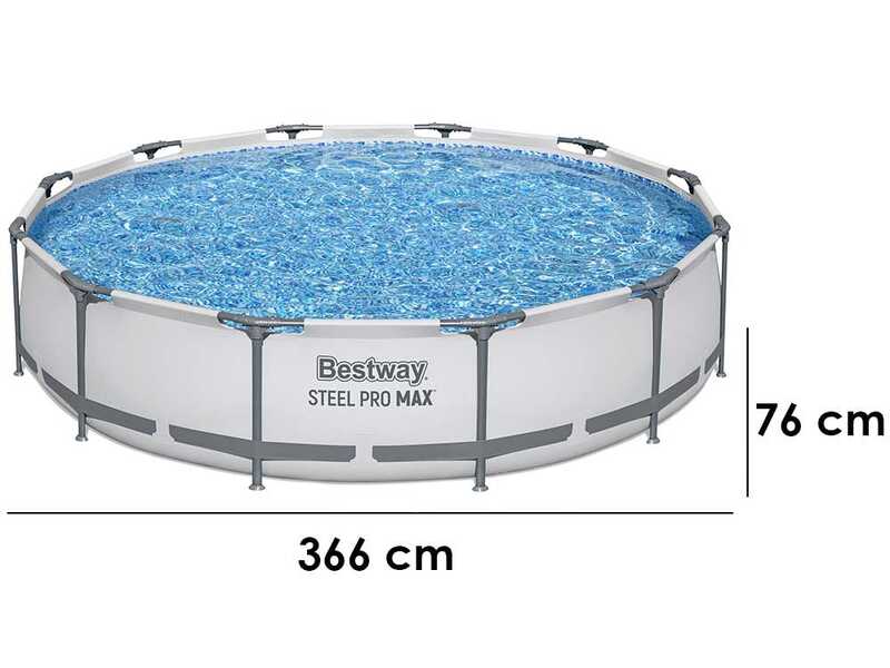 Bestway Steel Pro Max 56416 - &Oslash;366x76 cm - Piscine ronde pour 5-6 personnes