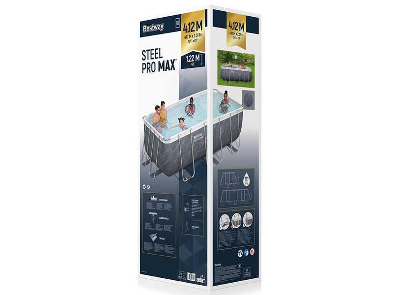 Bestway Steel Pro Max 56722 - 412x201x122 cm - Piscine hors-sol pour 5-6 personnes