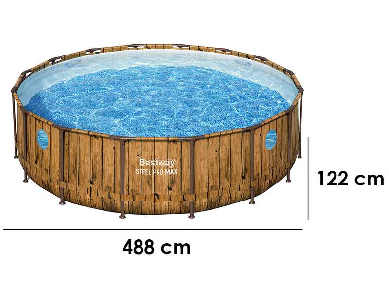 Bestway Steel Pro Max Splashview 56725 - &Oslash;488x122 cm - Piscine ronde pour 9-10 personnes
