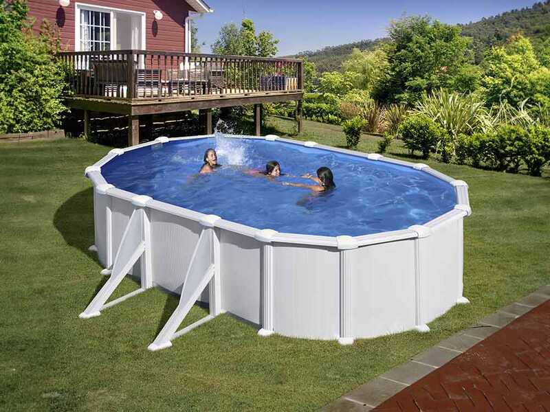 Gre Atlantis Ovale 610x375x120cm - Piscine hors sol en acier - Filtre Aqualoon