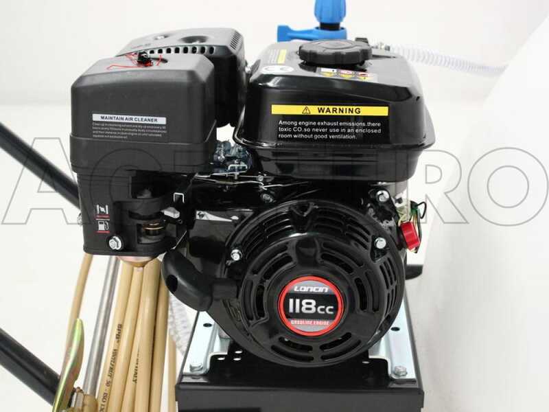 Pulv&eacute;risateur thermique sur brouette Comet MC 25 Loncin G120 F avec cuve 120L