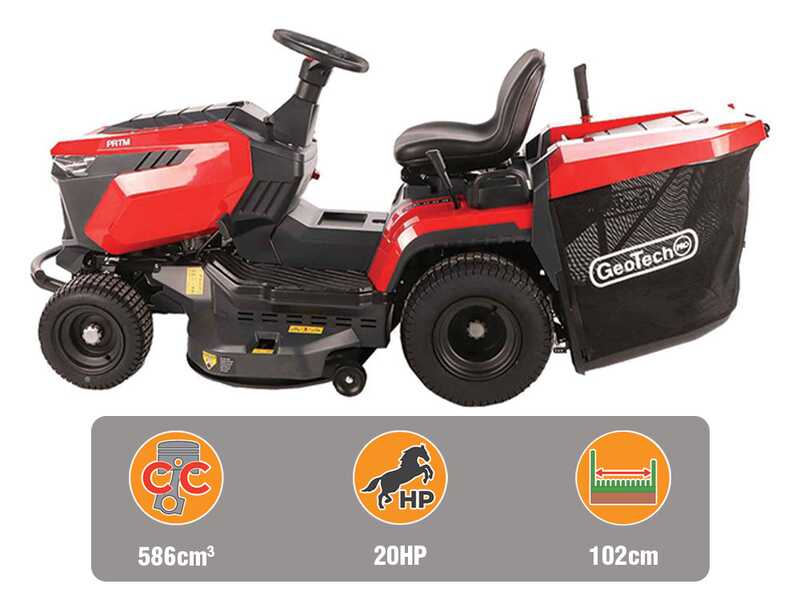 GeoTech-Pro PRTM 200-1020 H-CM - Tracteur tondeuse - Transmission hydrostatique - Bac de ramassage