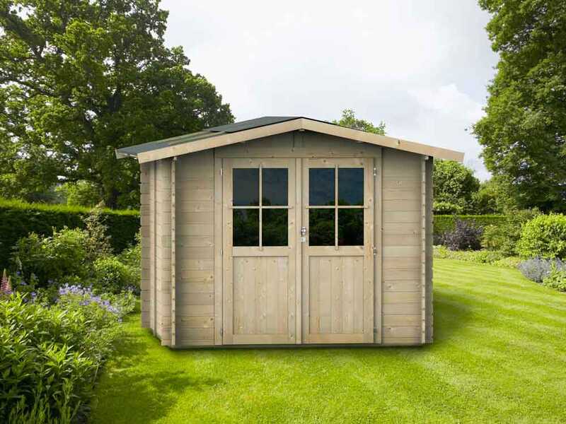 Alce Opera 215x250 - Abri de jardin &agrave; bois - Avec fen&ecirc;tres et porte &agrave; double battant - 215x250x207 cm