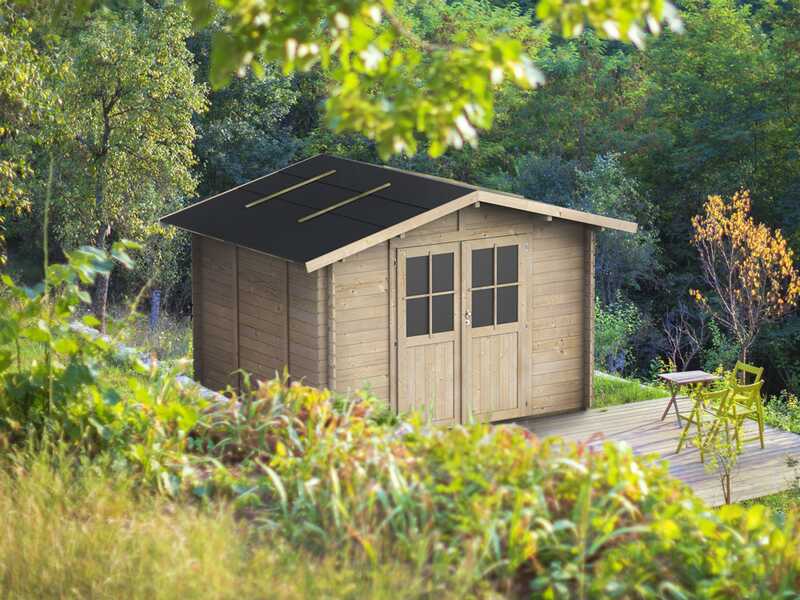 Alce Opera 215x180 - Abri de jardin à bois - Avec fenêtres et porte à double battant - 215x180x207 cm Alce Opera 215x180 - Abri de jardin à bois - Avec fenêtres et porte à double battant - 215x180x207 cm