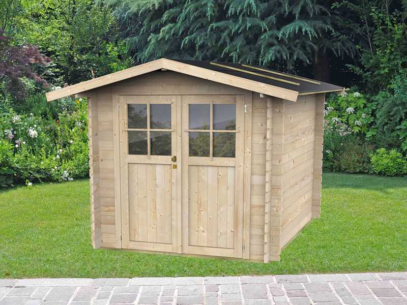 Alce Opera 215x180 - Abri de jardin &agrave; bois - Avec fen&ecirc;tres et porte &agrave; double battant - 215x180x207 cm