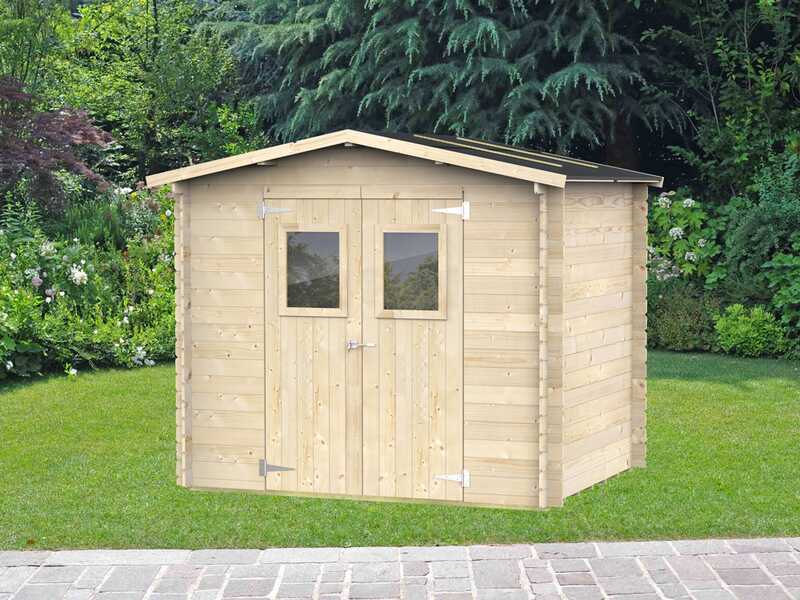 Alce Hobby 248x198 - Abri de jardin en bois - Avec fen&ecirc;tres et porte &agrave; double battant - 248 x 198 x 217 cm