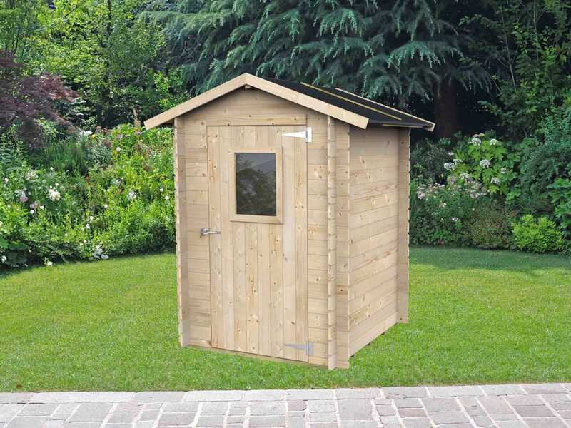 Alce Hobby 146x146 - Abri de jardin en bois - Avec fen&ecirc;tre &agrave; l'avant - 146x146x204 cm