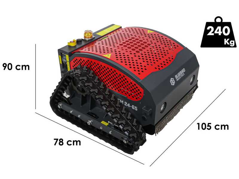 Blue Bird FM 24-65 - Robot de d&eacute;broussaillage &agrave; chenilles hybride (thermique + batterie) - Radiocommand&eacute;