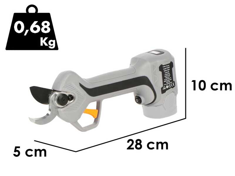 Volpi KV295 - S&eacute;cateur &eacute;lectrique - 14,4 V - Diam&egrave;tre de coupe 28 mm - SANS BATTERIES NI CHARGEUR