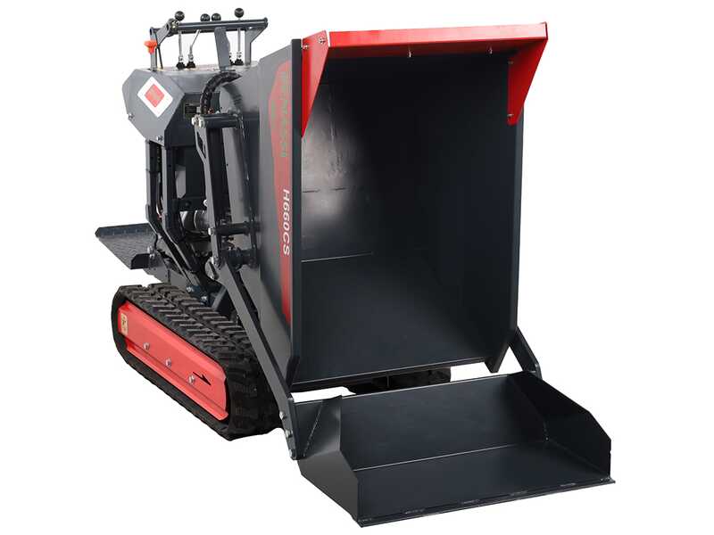 Benassi H660CS - Brouette &agrave; moteur sur chenilles - Benne dumper hydraulique avec pelle - Capacit&eacute; charge 600 Kg - Transmission hydrostatique
