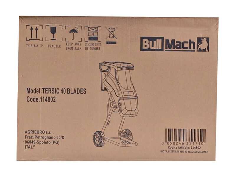 BullMach Tersic 40 - Broyeur &eacute;lectrique - Lames r&eacute;versibles - Bac de r&eacute;cup&eacute;ration