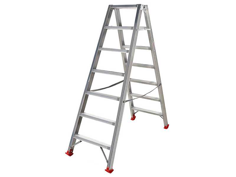 &Eacute;chelle double en aluminium 1031, 2x7 marches, 1,70 m