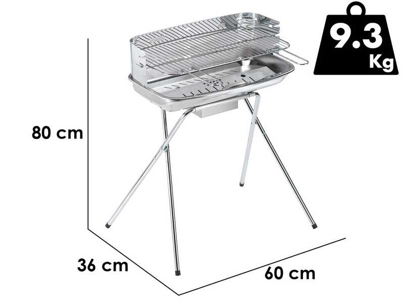 Ompagrill 60-40/XC Inox - Barbecue &agrave; charbon