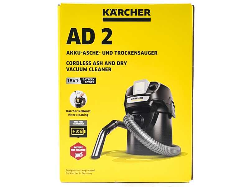 Karcher AD 2 Battery - Aspirateur &agrave; cendres - Bac de collecte en m&eacute;tal 14 l - SANS BATTERIE NI CHARGEUR