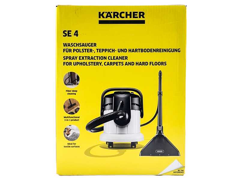 Karcher SE 4 Plus - Nettoyeur de moquettes - Aspirateur &agrave; liquides - Bidon d'eau propre / sale 4 l - 1000 W