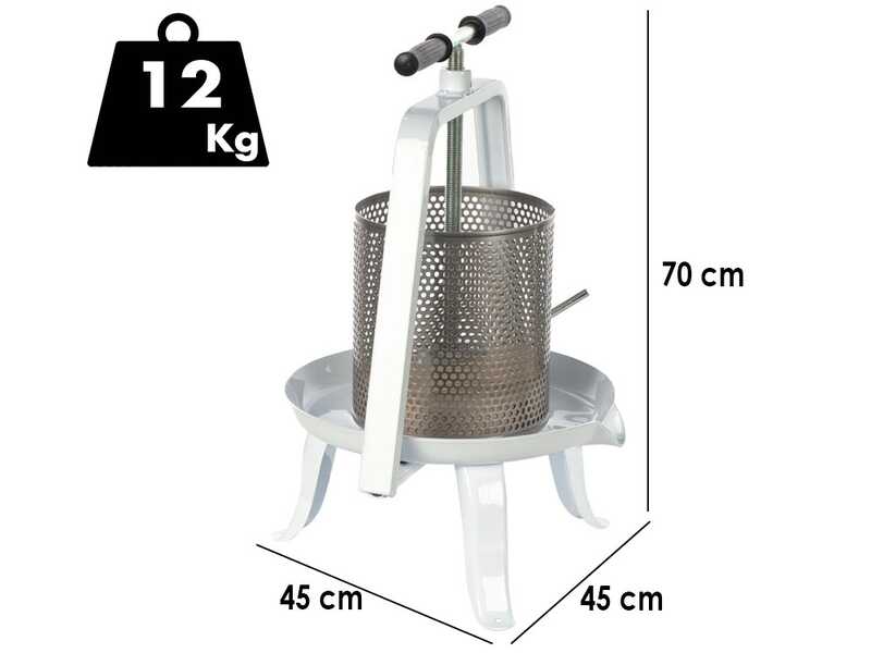 Enotecnica Pillan &ndash; Pressoir &agrave; vis pour fruits et l&eacute;gumes 9 L &ndash; Cage en acier inoxydable