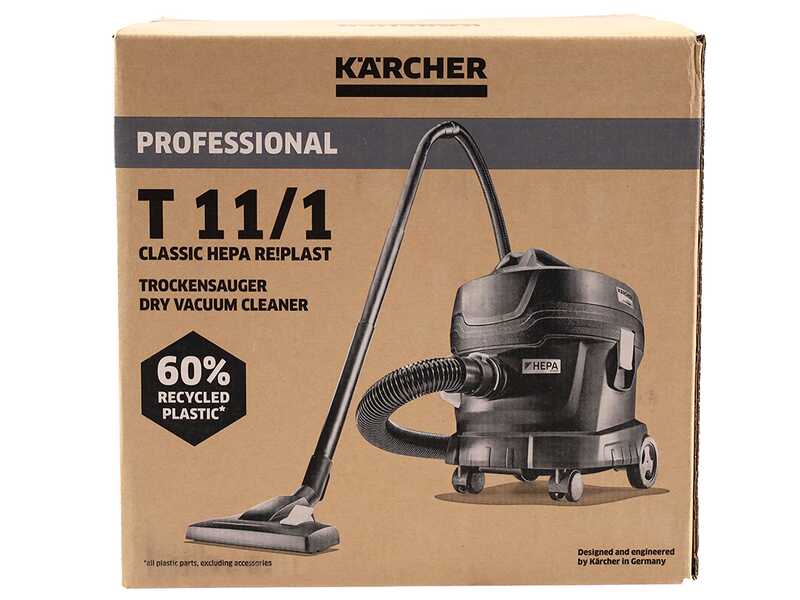 Karcher Pro T 11/1 Classic HEPA Re! Plast - Aspirateur professionnel ULTRA silencieux - 850 W