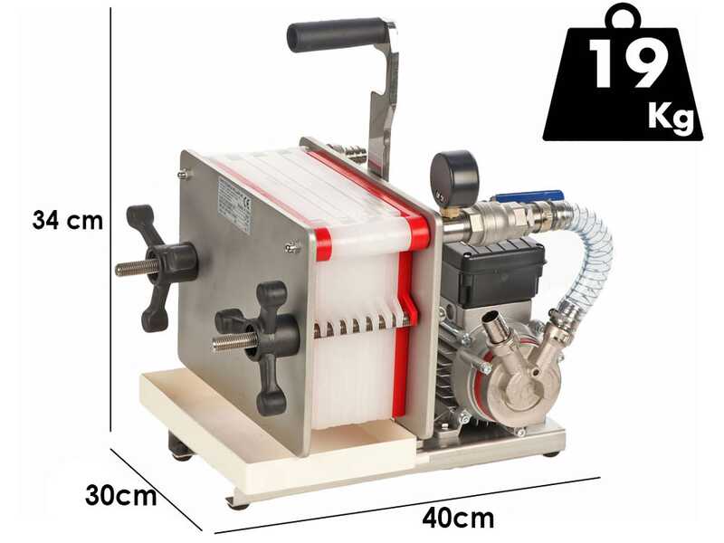 Enotecnica Pillan FC8 - Filtre &agrave; vin professionnel pour 8 cartons 20x20 cm - Ch&acirc;ssis INOX et pompe NOVAX