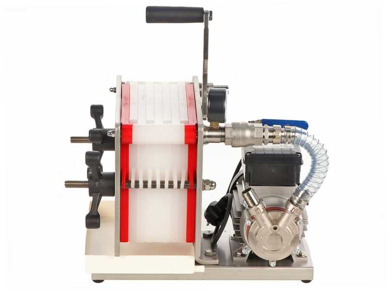 Enotecnica Pillan FC8 - Filtre &agrave; vin professionnel pour 8 cartons 20x20 cm - Ch&acirc;ssis INOX et pompe NOVAX