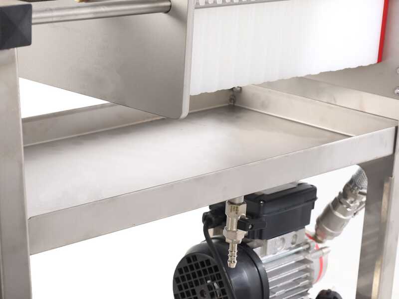 Enotecnica Pillan F10 - Filtre &agrave; plaques pour vin sur chariot - Ch&acirc;ssis INOX et pompe NOVAX