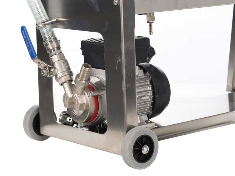 Enotecnica Pillan F10 - Filtre &agrave; plaques pour vin sur chariot - Ch&acirc;ssis INOX et pompe NOVAX