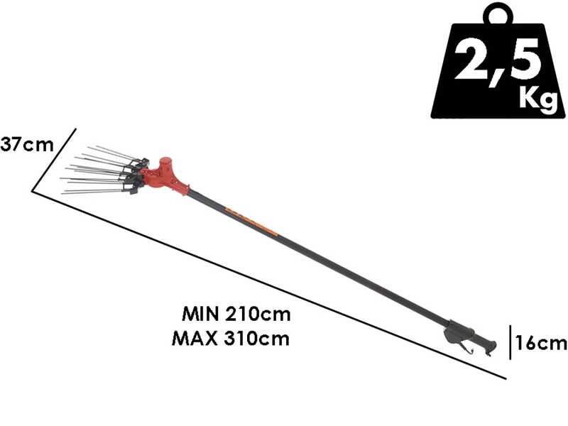 Aima Furia 2.0 Plus - Peigne vibreur &eacute;lectrique &agrave; batterie - Perche en aluminium avec rallonge 210 cm-310 cm