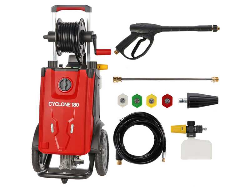 GeoTech Cyclone 180 - Nettoyeur haute pression avec lance professionnelle + D&eacute;boucheur - 180 bar - 480 l/h