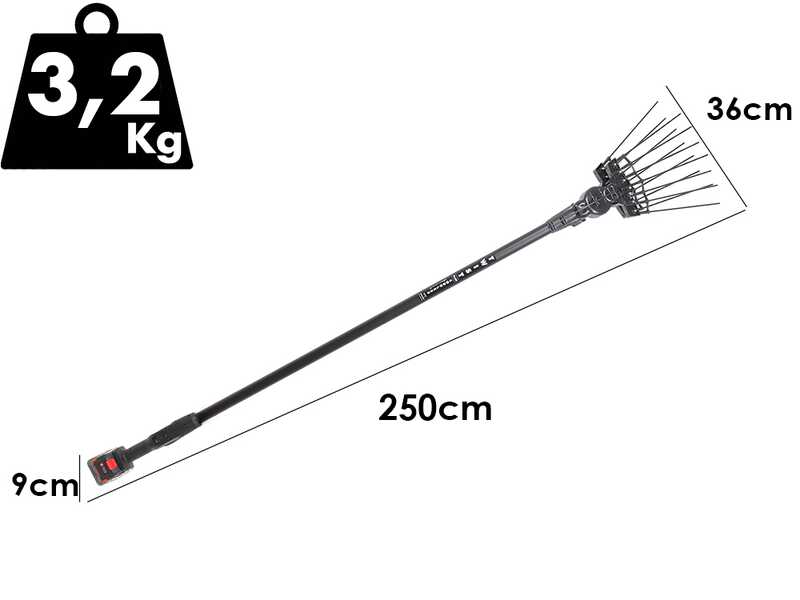 Aima Twist Plus Cordless - Peigne vibreur &eacute;lectrique &agrave; batterie - Perche fixe en aluminium - 250 cm - 2 x 21 V 5.2 Ah