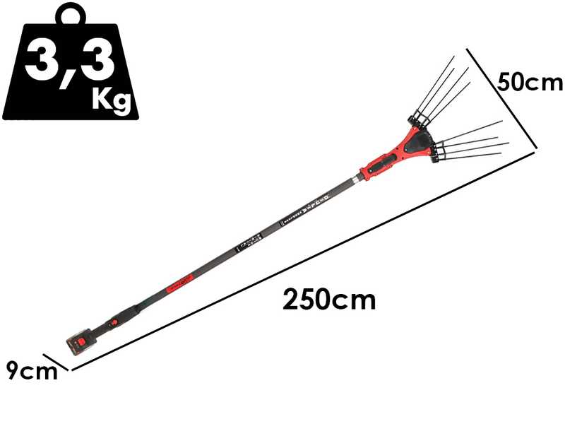 Aima Giulia Cordless - Peigne vibreur &eacute;lectrique &agrave; batterie - Perche fixe en carbone - 250 cm - 3 x 21 V 5,2 Ah