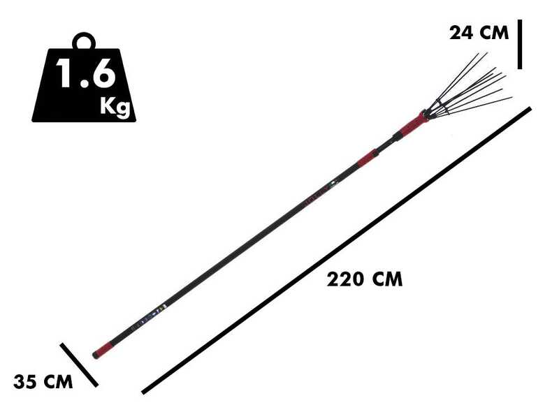 ARCHMAN AB01 - Peigne vibreur &eacute;lectrique avec perche t&eacute;lescopique - 220-315 cm - Avec c&acirc;ble pour connexion &agrave; batterie 12 V