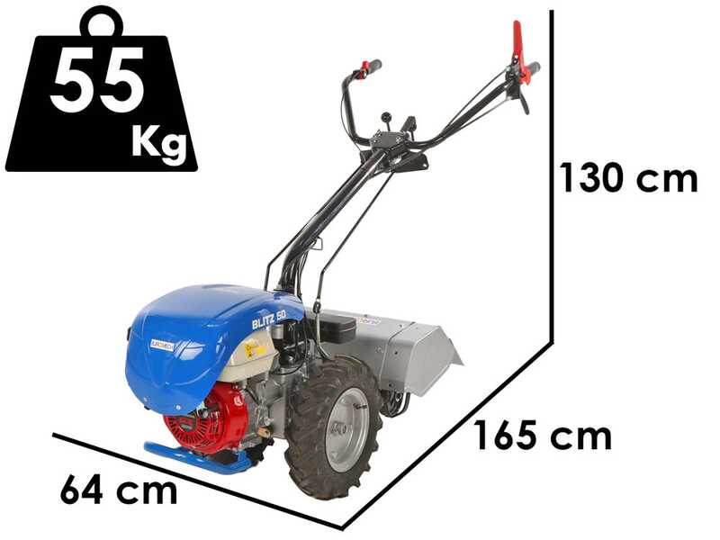EuroMech BLITZ 50 - Motoculteur &agrave; essence - Honda GX200 - 6,5 CV