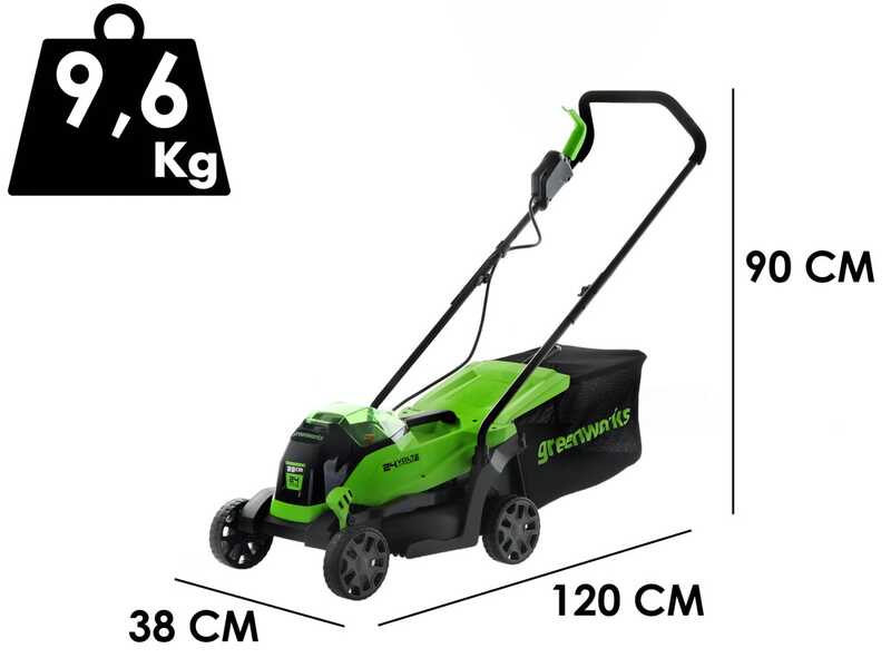 Greenworks GD24LM33 - Tondeuse &agrave; gazon &agrave; batterie - 24 V/10 Ah - Largeur de coupe 33 cm