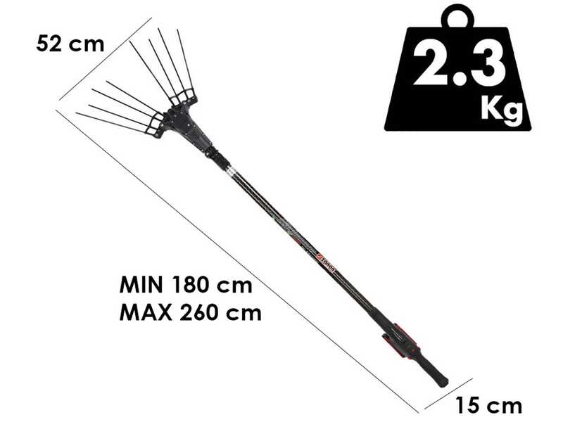 Zanon Murcielago X Lazer AL-200 - Peigne vibreur &agrave; batterie - Perche t&eacute;lescopique 180 - 260 cm - 18 V 10 Ah