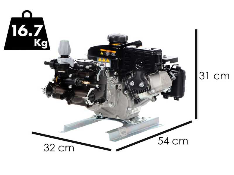 Kit motopompe thermique pour pulv&eacute;risation avec chariot - Comet MC20/20 - Pour produits chimiques et acides