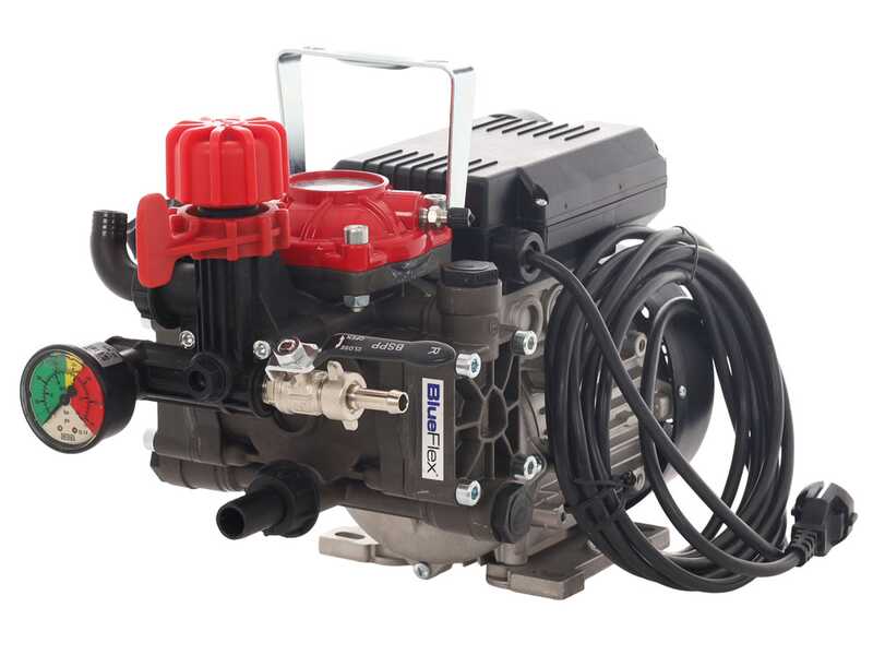 Kit motopompe &eacute;lectrique de pulv&eacute;risation avec chariot - Comet MTP BPX25 PP - Pour produits chimiques et acides