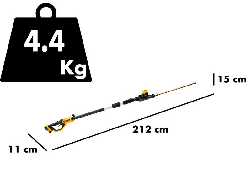 DeWalt DCMPH566P1-QW - Taille-haie &eacute;lectrique sur perche orientable - Batterie 18V 2Ah
