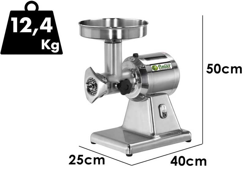 Fimar TC12S - Hachoir &agrave; viande &eacute;lectrique - 230V - 1CV - Groupe de hachage en aluminium - Sans inverseur de marche