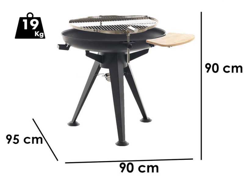 Barbecue &agrave; charbon avec double grille pivotante Royal Food BBQ2 - braisier &Oslash; 86 cm