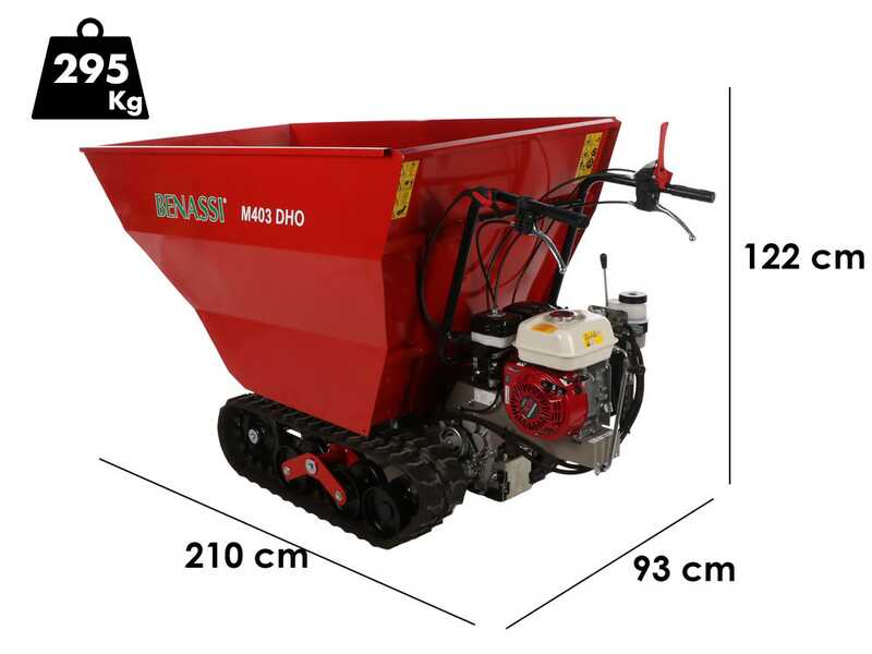 Benassi M403DHO - Brouette &agrave; chenilles - Benne hydraulique dumper - Capacit&eacute; 400 kg
