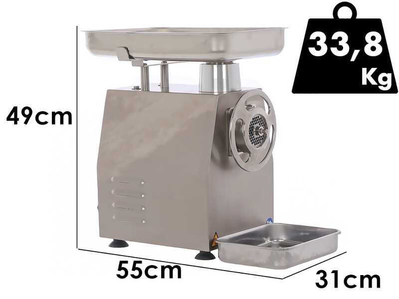 Fimar 22RG - Hachoir &agrave; viande &eacute;lectrique - 230 V - 1.5 CV - Groupe de hachage en INOX - Avec inverseur de marche