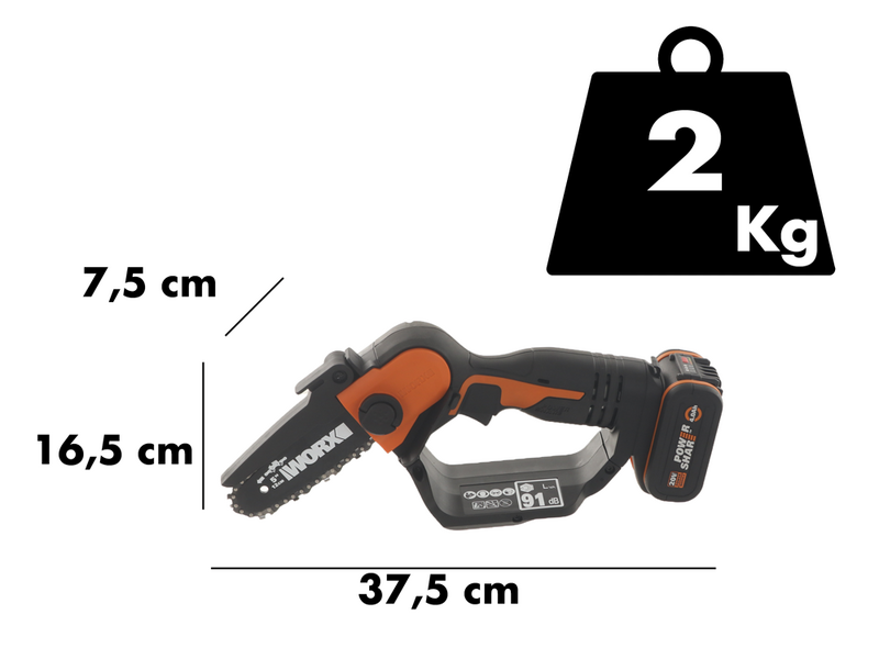 Worx WG324E.9 - &Eacute;lagueuse manuelle &agrave; batterie 20 V - SANS BATTERIE NI CHARGEUR