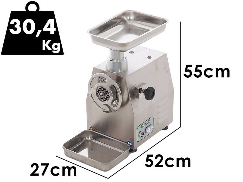 Fimar 22RS - Hachoir &agrave; viande &eacute;lectrique - 230 V - 1,5 CV - Groupe de hachage en INOX - Avec inverseur de marche